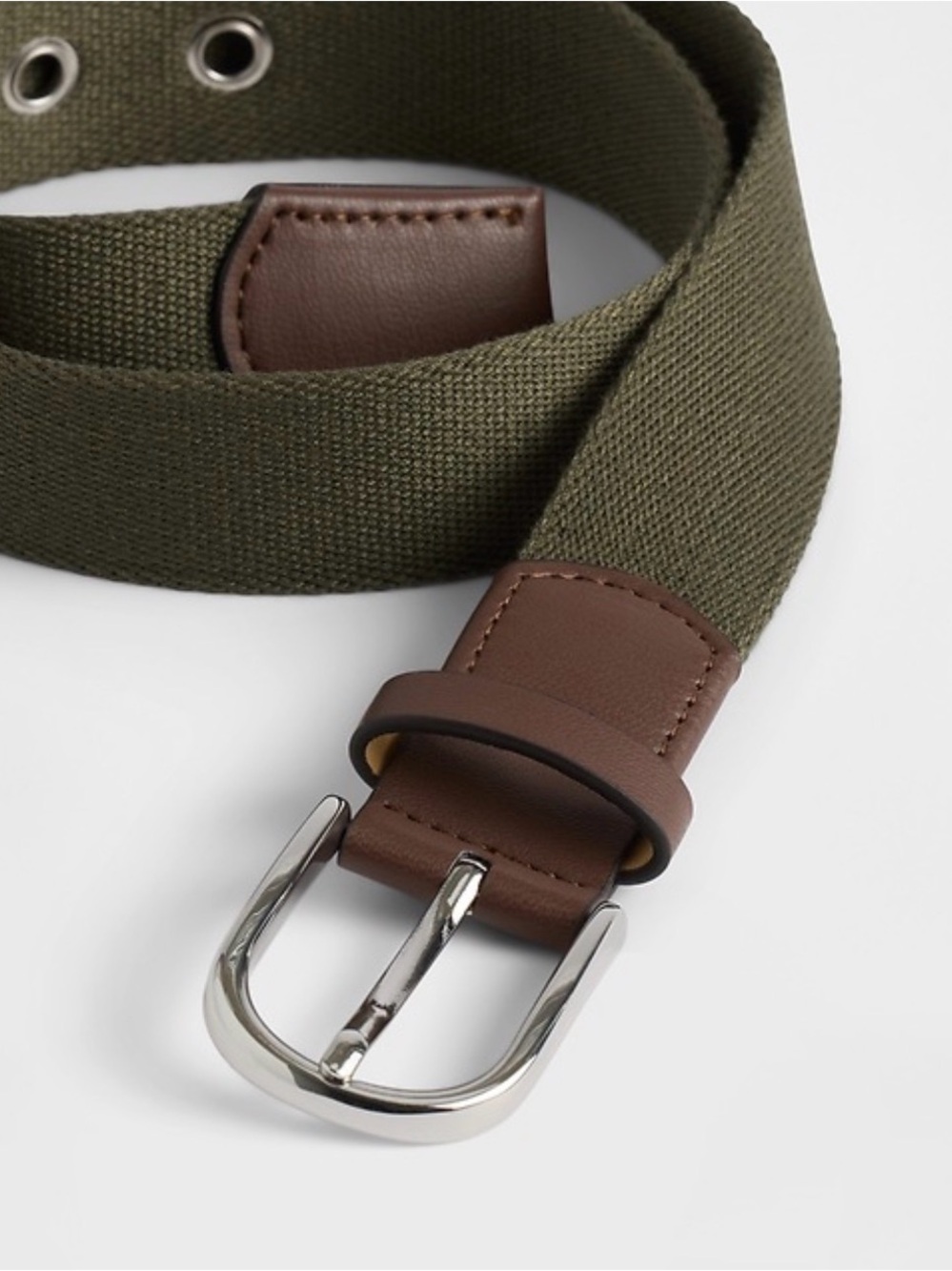 GAP Kids NWT Webbed Belt Thyme Olive Green Silver Buckle Large
